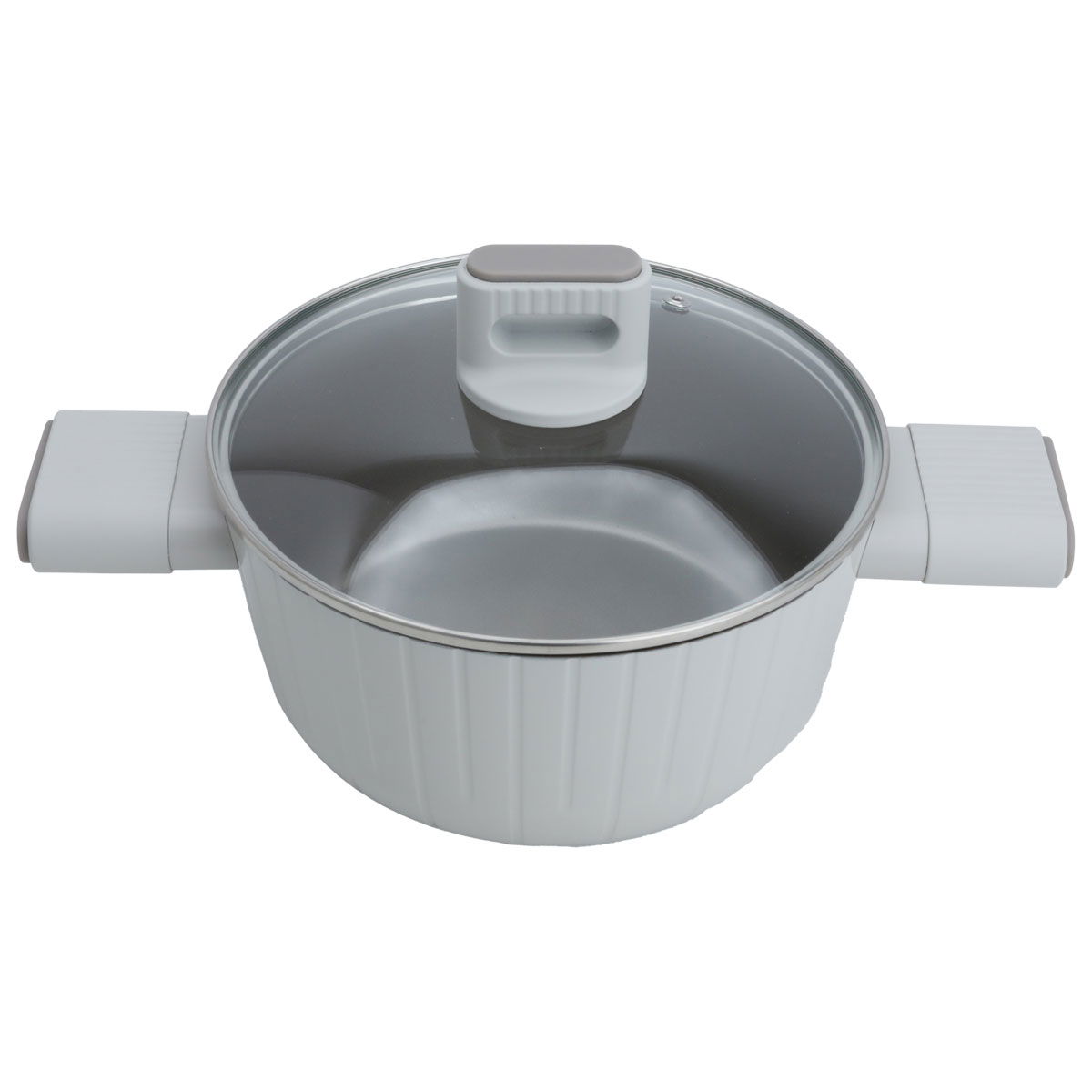Robust cookware set, 9 pieces, with glass lid - beige product image 3
