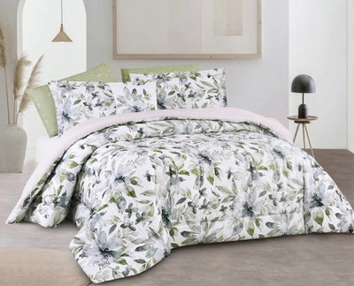 طقم لحاف ساليرنو مايكروفايبر، 240x260 سم، نفرين، 9 قطع - ابيض اخضر product image 2
