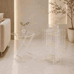 طقم طاولات اكرليك، 5 قطع - شفاف ذهبي product image