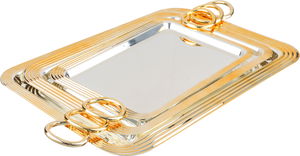 Alsaif Gallery Steel Tofry Set, 3 Pieces - Silver Gold product image