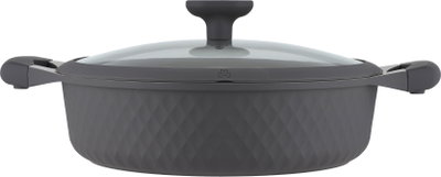 طقم قدور داي كاست الومنيوم روبوست، 9 قطع، غطاء زجاج، يد سيليكون - رمادي غامق product image 6