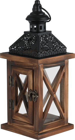 فانوس رمضان متعدد الخامات السيف غاليري، 12x12x30سم - اسود بني product image 2
