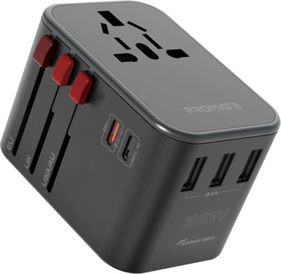 محول سفر بروميت تريب ميت، 36 واط، 5 منافذ USB - اسود product image 1