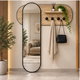 مرآة مدخل منزل تريو زجاج، 80×120×30 سم، لوح تعليق خشبي، خطافات تعليق معدنية - بيج product image 1