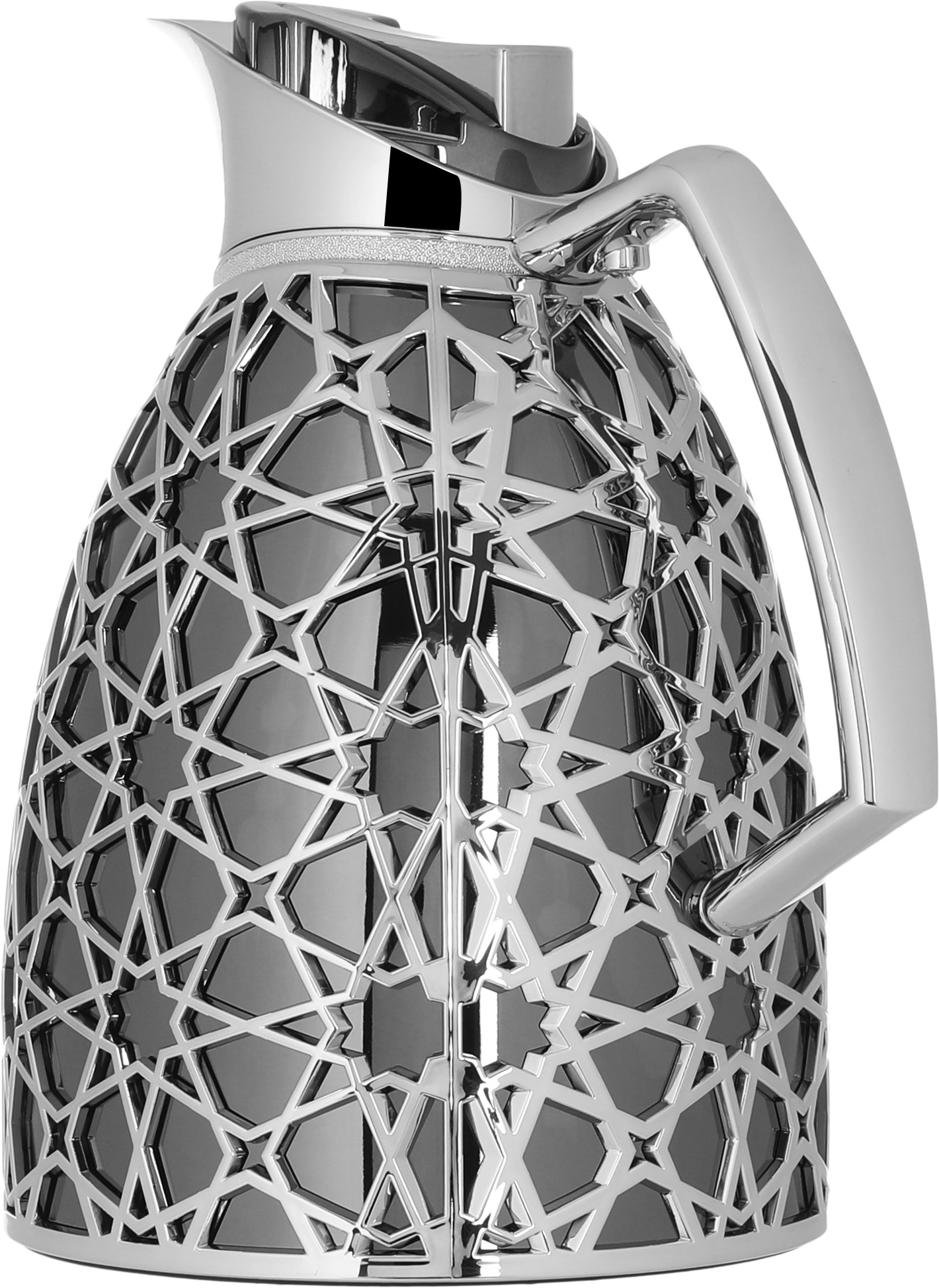 Al Saif Gallery Andalusia thermos set, 0.75/1 liter, Islamic inscription, glass inner shell, plastic outer shell - black and silver product image 3