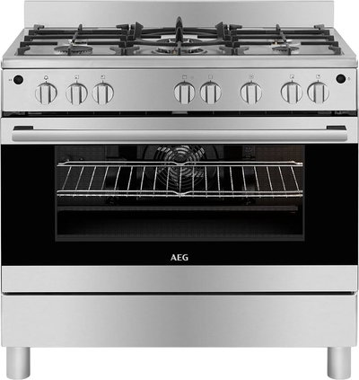 فرن غاز أيه إي جي، 90×60 سم، 5 شعلات، 116 لتر، 10369GN-MN - فضي product image 1