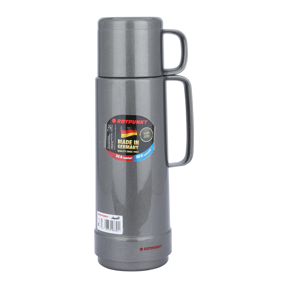 Rotpont glass thermos, 750 ml, plastic outer shell - dark grey product image 1