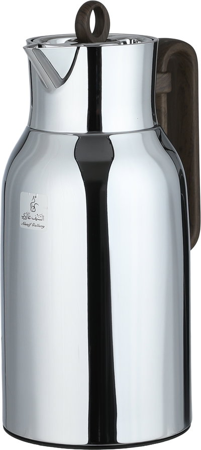 Al Saif Gallery Al Durra Thermos Set, 1/1 Liter, 2 Pieces, Glass Inner Container, Push Button, Wooden Handle - Silver product image 8