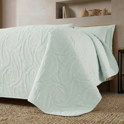 طقم لحاف بيزلي مايكروفايبر، 260x235 سم، نفرين، 6 قطع - اخضر فاتح product image 5