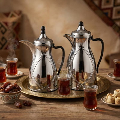 طقم ترامس طيف السيف غاليري، 0.7 / 1 لتر، 2 قطعة، خامة داخلية زجاج، يد أسود، غطاء ضغاط - فضي لامع product image 11