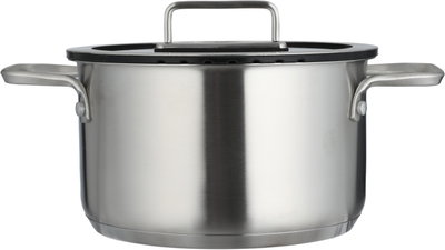 Robust stainless steel cooking pot, 20 x 11.5 cm, glass lid - transparent silver product image 3