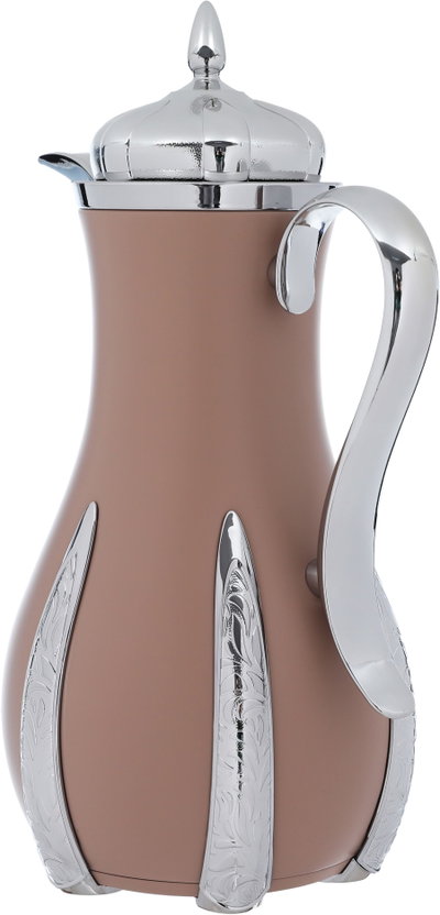 Al Saif Gallery Sana thermos set, 1 liter, thermal glass inner container, steel outer shell - silver brown product image 5