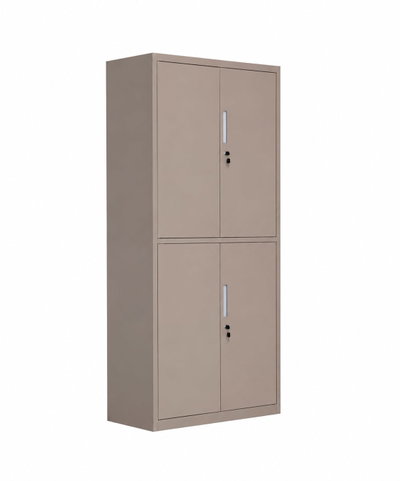 OW-009 Iron office cabinet, 185×85×40 cm, 2 upper doors, 2 lower doors, internal shelves, key lock - Dark Beige product image 2