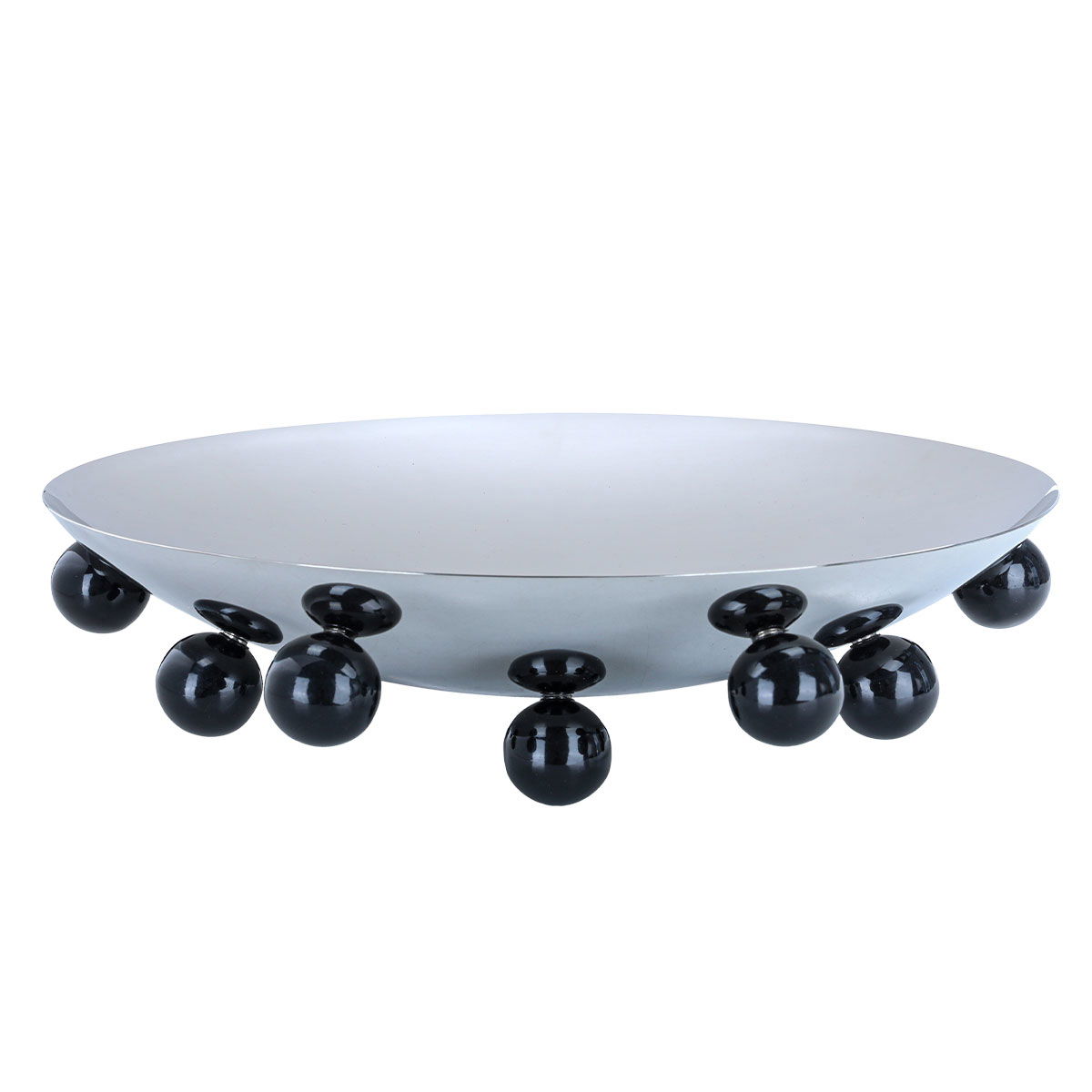 Al Saif Gallery black steel serving stand with ball legs, 38 x 38 x 9 cm, circular - silver product image