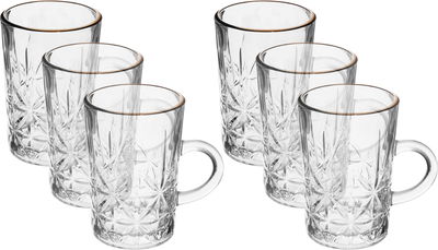 Al Saif Gallery Max Glass Tea Bialat Set, 6 Pieces, Glass Handle, Golden Line - Transparent product image 1