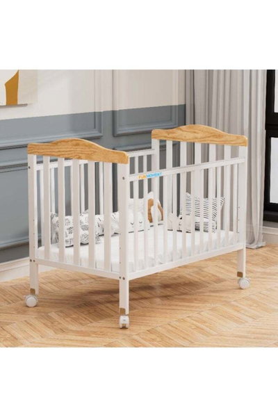 سرير اطفال خشب الصنوبر فان مومنت، 100×60 سم، مع ناموسية - خشبي ابيض product image 2