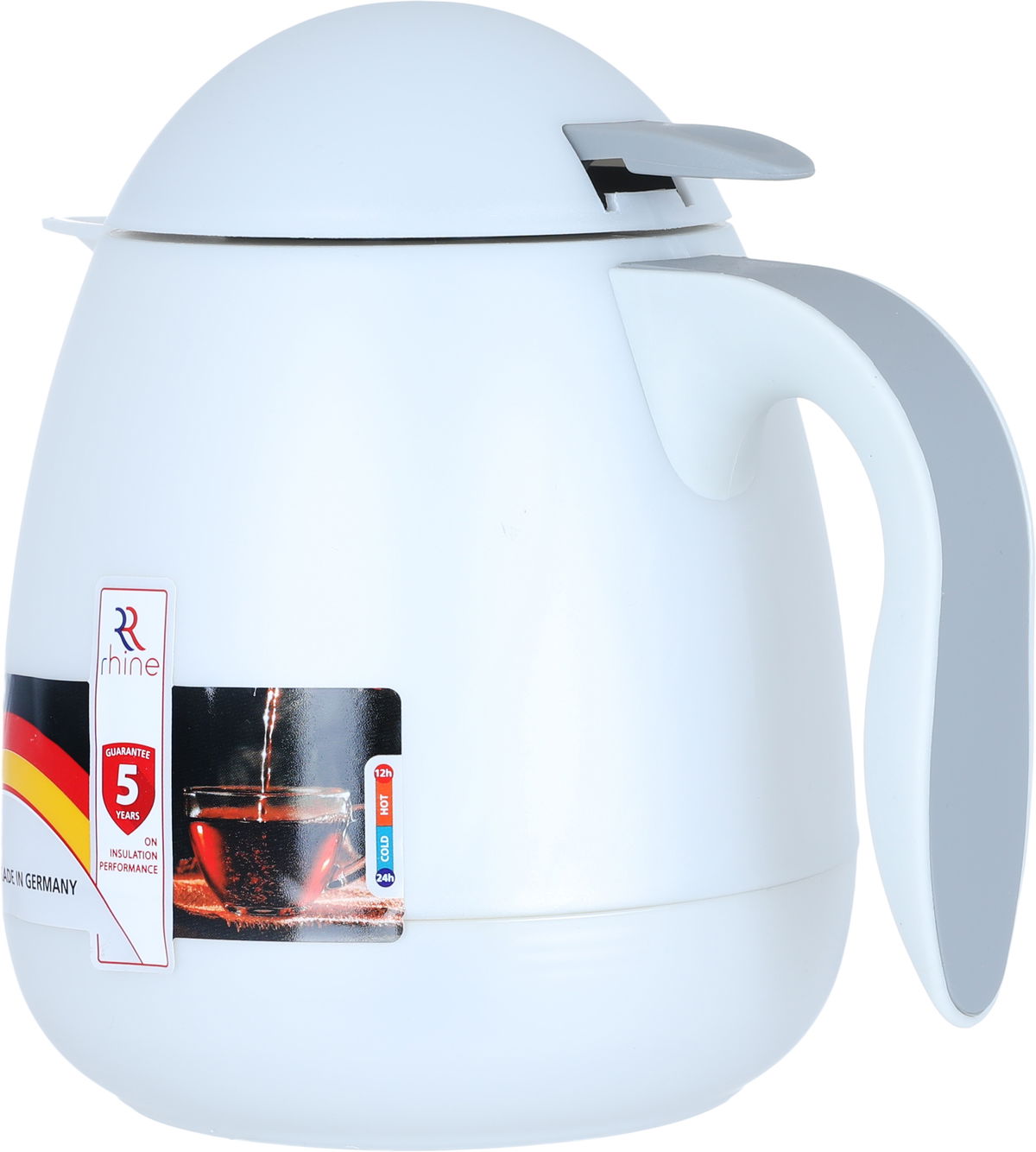 Al-Rhine thermos, 0.5 liters, compressor, thermal glass inner container, plastic outer shell - white product image 5