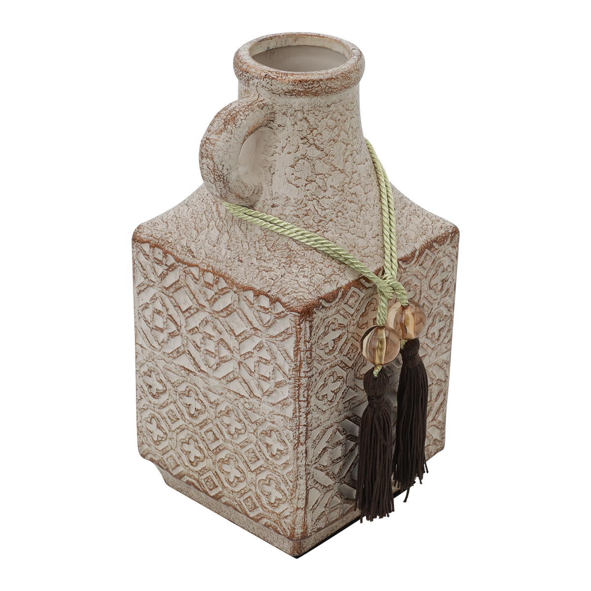 Al-Abdul Latif ceramic decorative vase, 13 x 13 x 23 cm, square - gray brown product image 3