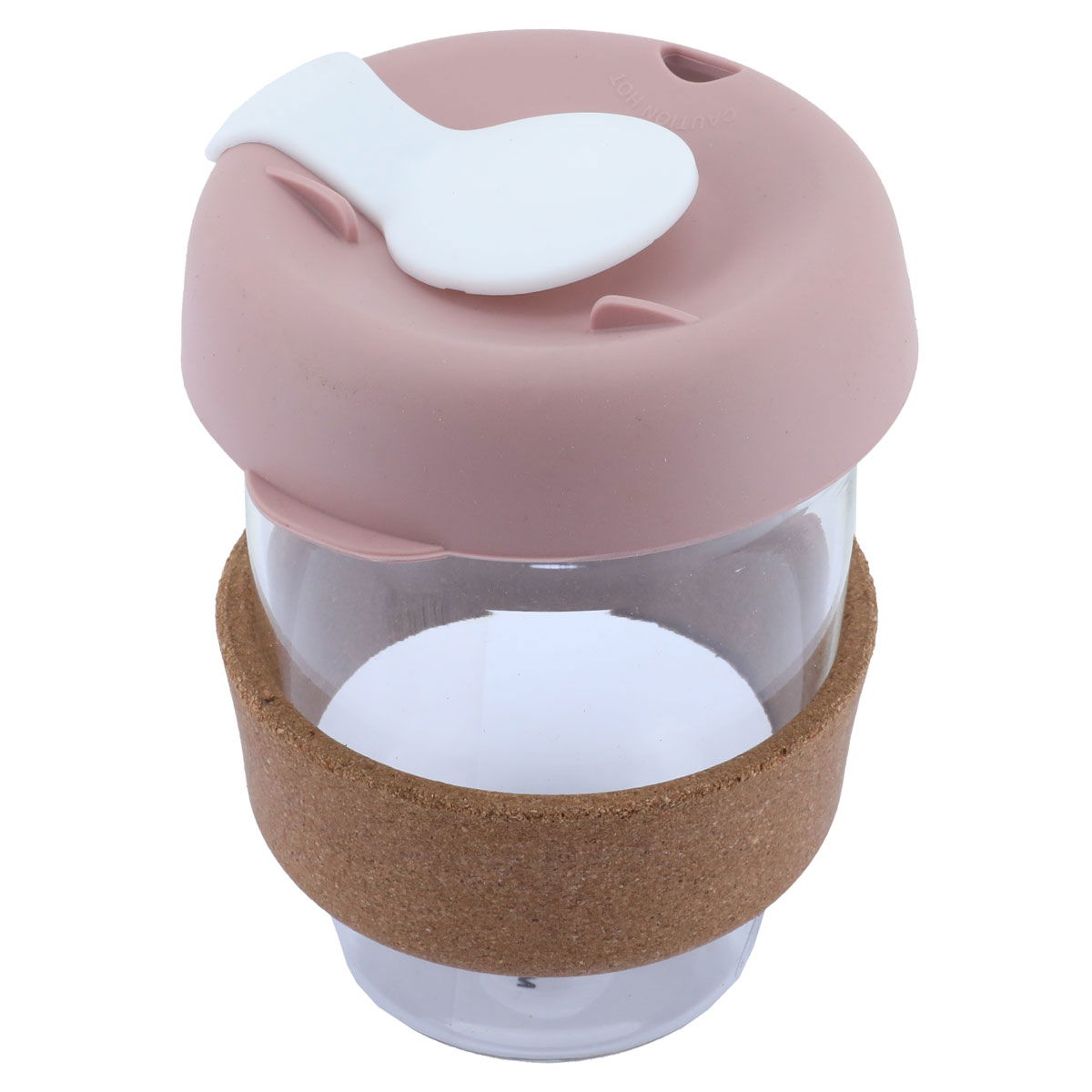 كوب بغطاء وردي زجاج السيف غاليري، 340 مل، بحزام - شفاف product image 2
