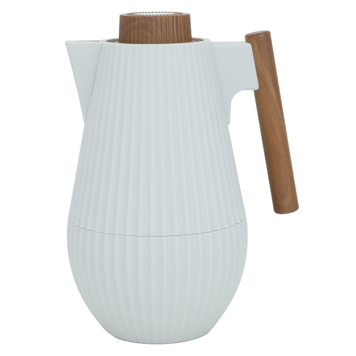 Al Saif Gallery Layar thermos, 1 liter, wooden handle, squeezer, thermal glass inner container, plastic outer shell - light gray product image 1