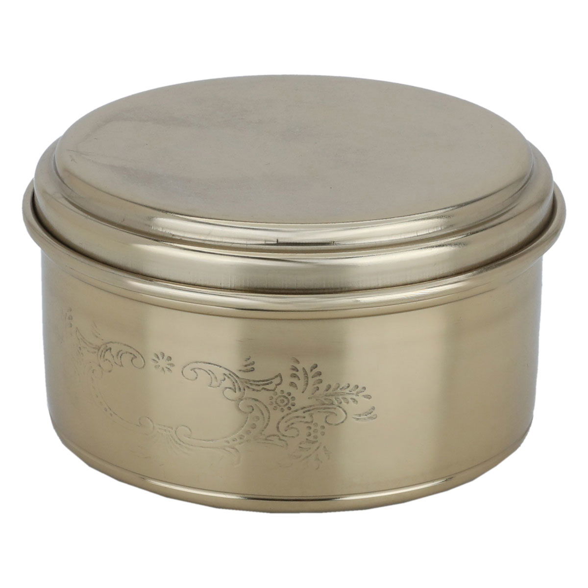 Al Saif Gallery steel box, 11 x 11 x 6 cm, round, lid - gold product image