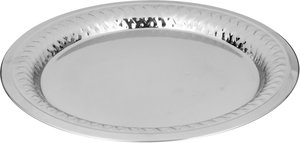 Elsahaah Stainless Steel Serving Tray, 45 cm, Round Embossed Design - Silver product image