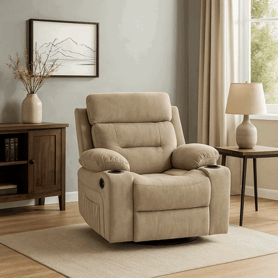 Fabric Swivel Reclining Chairs, 100×80×77 Cm - Grey product image 1