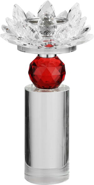 مبخرة زجاج السيف غاليري، قاعدة كرة، 10x10x19 سم - شفاف احمر product image