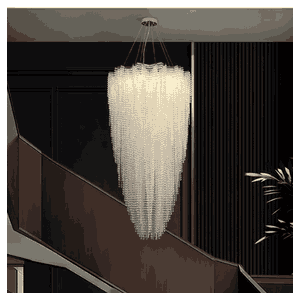 Neoclassical aluminum and glass chandelier, 20 bulbs, E14 base, 120x60 cm - Silver product image 2