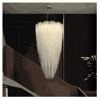 Neoclassical aluminum and glass chandelier, 20 bulbs, E14 base, 120x60 cm - Silver product image 2