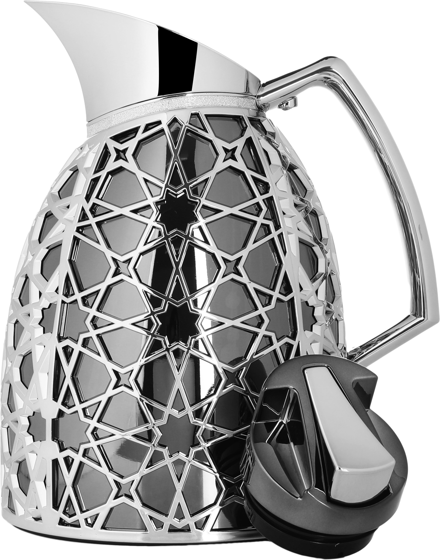 Al Saif Gallery Andalusia thermos set, 0.75/1 liter, Islamic inscription, glass inner shell, plastic outer shell - black and silver product image 5