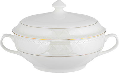 طقم تقديم سفرة بورسلان السيف غاليري، 86 قطعة - أبيض فضي product image 13