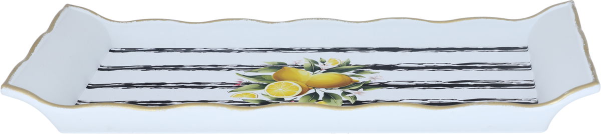 Al Saif Gallery porcelain serving tray, 29 cm, rectangle, lemon pattern - white product image