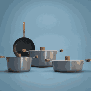 طقم قدور طهي سيراميك تورنادو، 7 قطع - رمادي غامق product image