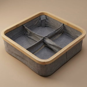 Al Saif Gallery Wooden And Fabric Storage Basket, 30X30X9 Cm, 4 Boxes - Grey product image