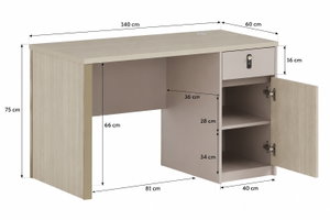 مكتب إداري مودرن خشب MDF، 140x60x75 سم - بيج product image 2