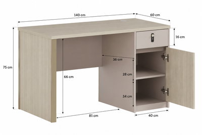 مكتب إداري مودرن خشب MDF، 140x60x75 سم - بيج product image 2