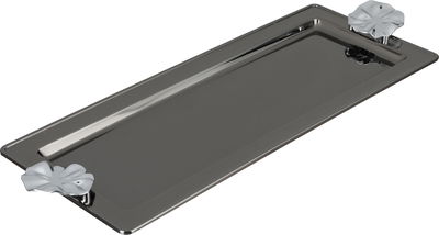 Al Saif Gallery stainless steel serving tray, 47x18.5x2 cm, rectangular, silver-black handle product image 2