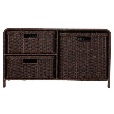 Al Saif Gallery Wicker Wardrobe, Three Baskets - Dark Brown product image 3