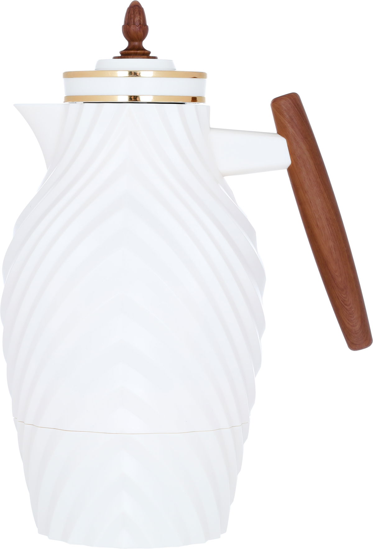 Everest Noora thermos, wooden handle, 1 liter, thermal glass inner container, plastic outer shell - white product image