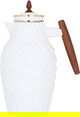 Everest Noora thermos, wooden handle, 1 liter, thermal glass inner container, plastic outer shell - white product image 1