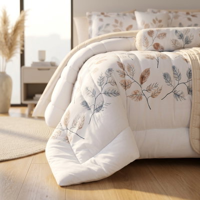 طقم لحاف ساليرنو مايكروفايبر، 240x260 سم، نفرين، 9 قطع - ابيض بيج product image 5