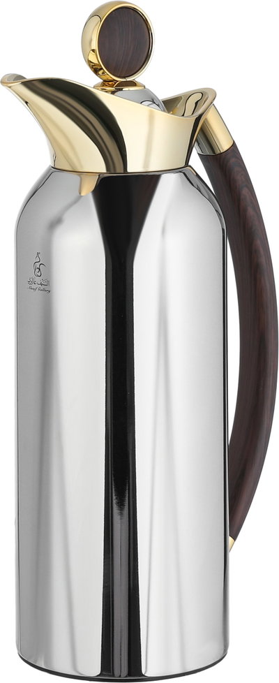 Al Saif Gallery Al Thuraya Thermos Set, 2 Pieces, 1/1 Liter, glass interior, black handle, push-button lid - silver and gold product image 10