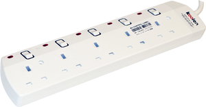 Koolen 301100005 power strip, 3 meters, 5 outlets - White product image