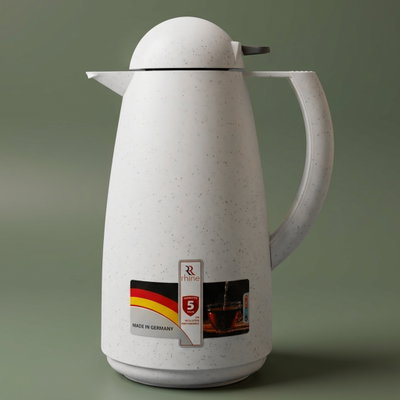 Thermos Rhine, 1 liter, thermal glass inner case, pressure switch - white product image 1
