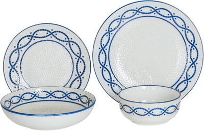 طقم سفرة بورسلان السيف غاليري، 24 قطعة، منقوش - ابيض ازرق product image 1