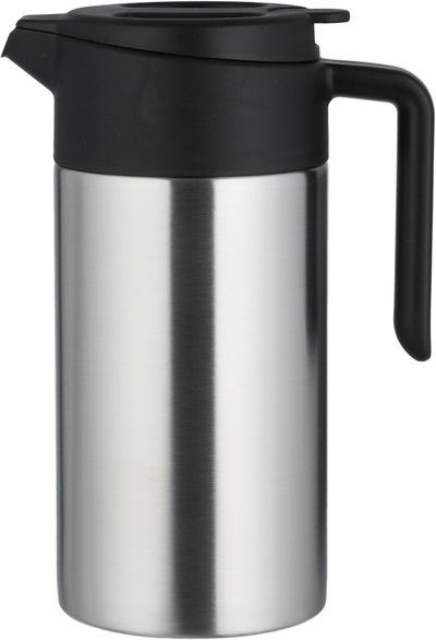 Aura Thermos, 1.6 Liter, Stainless Steel Inner Container, Stainless Steel/Plastic Outer Body, Push Button - Black/Silver product image 2