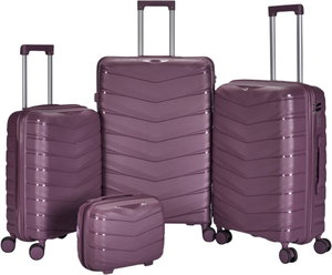 طقم شنط سفر بولي بروبيلين ليمرا، 4 مقاسات، 4 عجلات، بزاوية 360 درجة، OT-8014 - بنفسجي product image