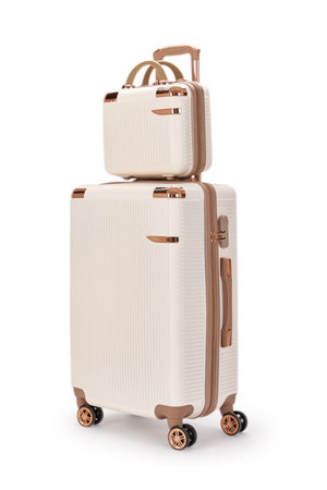 طقم شنط سفر ABS ليمرا، 5 مقاسات، 4 عجلات، زاويه 360 درجة، OT-5056 - بيج ذهبي product image 2