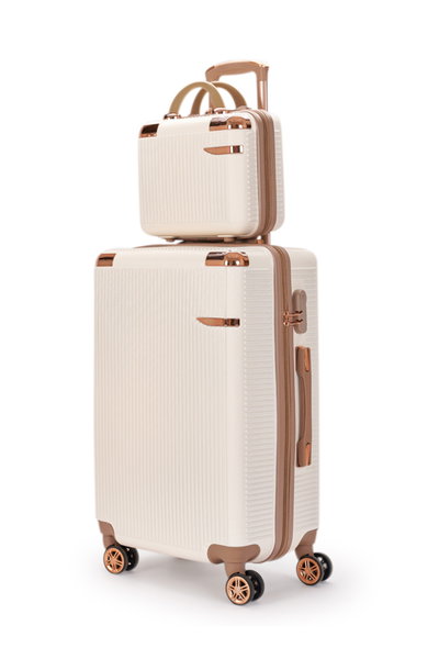 طقم شنط سفر ABS ليمرا، 5 مقاسات، 4 عجلات، زاويه 360 درجة، OT-5056 - بيج ذهبي product image 2